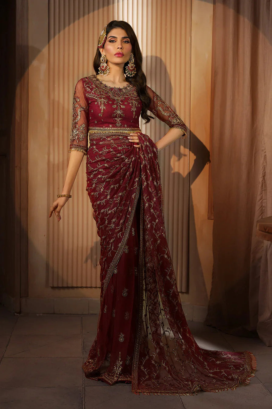 Nauroz by Zarif Embroidered Net Unstitched 3Pc Suit ZFN-01 INAYA
