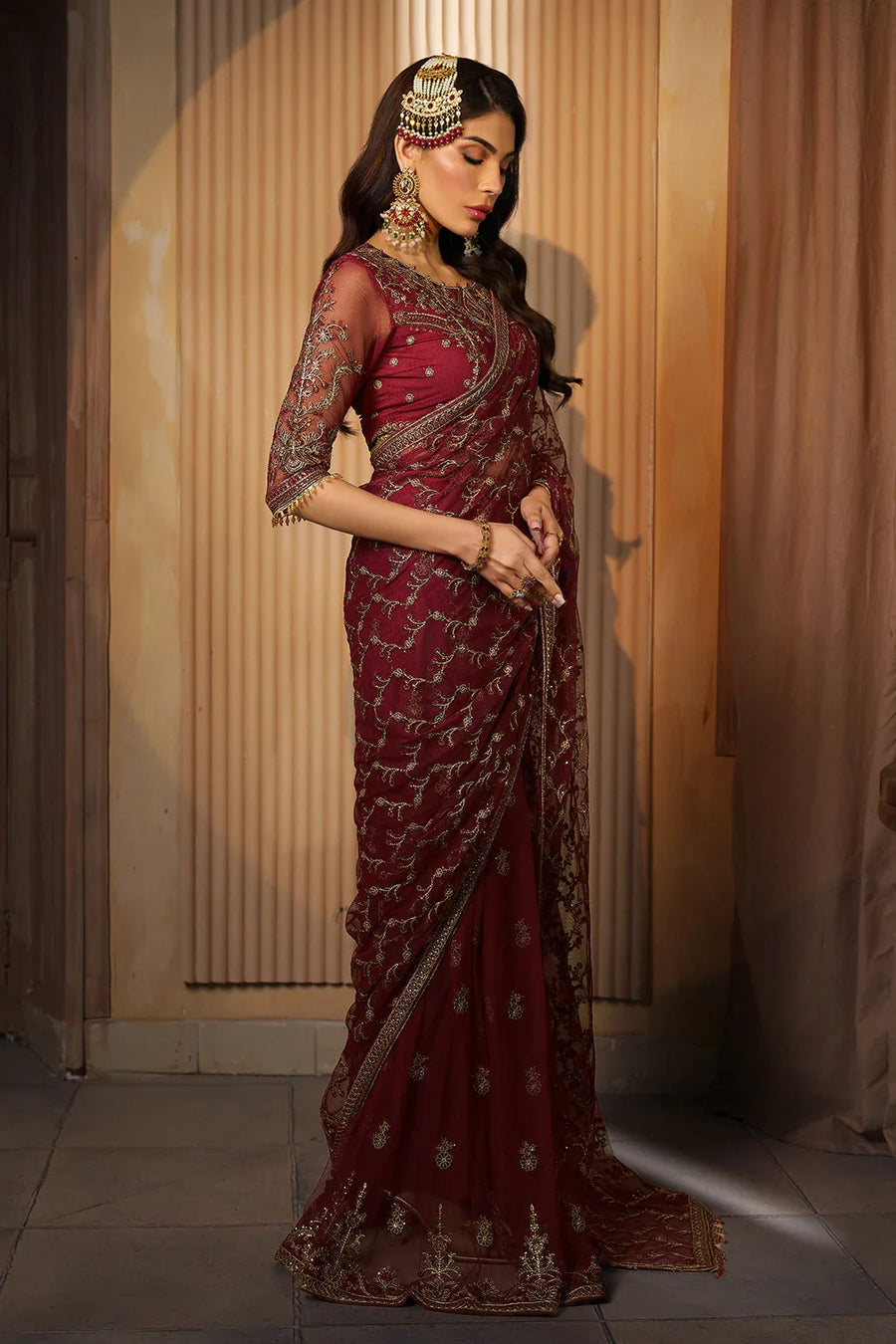 Nauroz by Zarif Embroidered Net Unstitched 3Pc Suit ZFN-01 INAYA