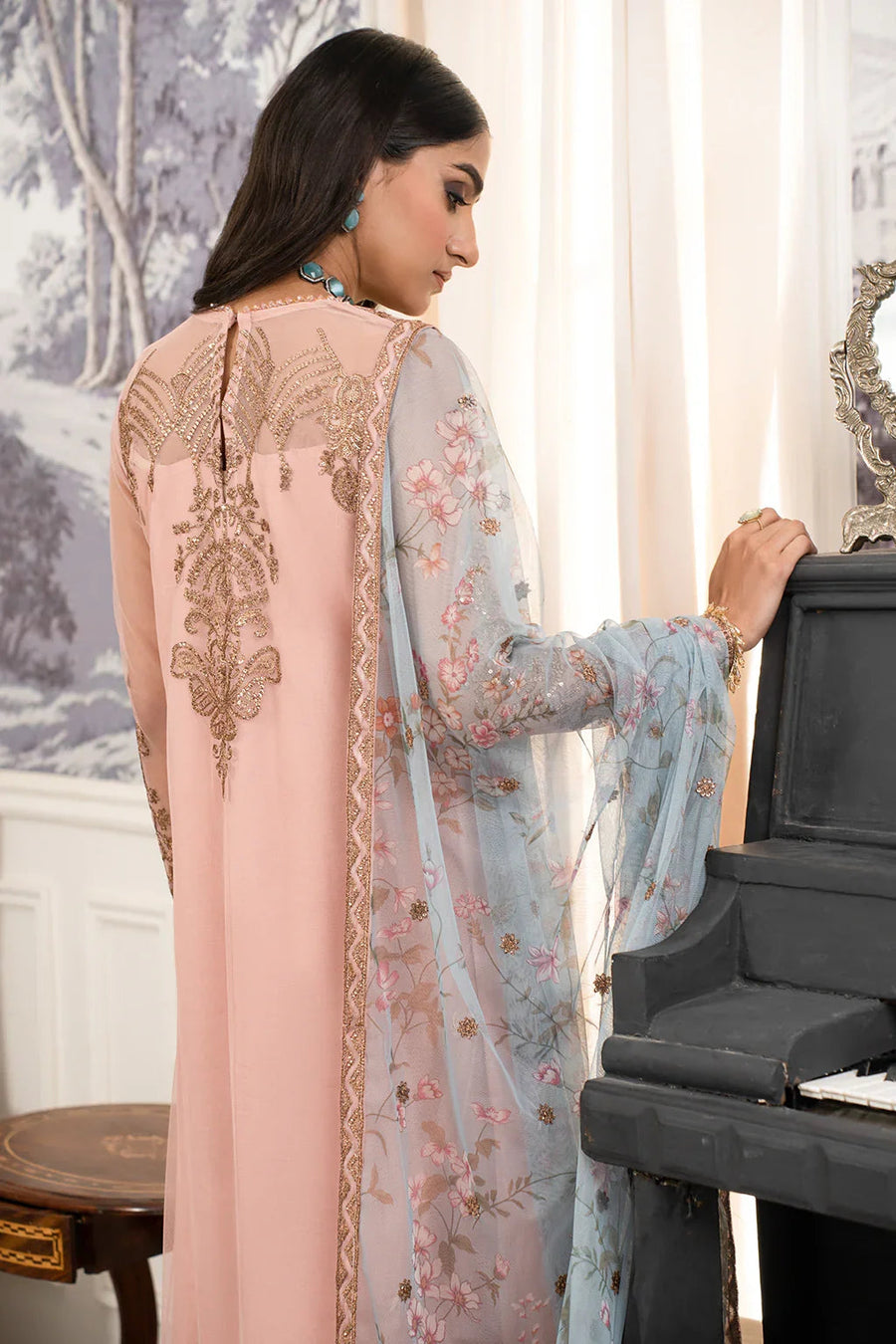 Zarif Afsanah Luxury Embroidered Net Unstitched 3Pc Suit ZAF 08 HASEEN
