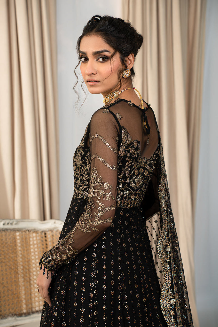 Zarif Afsanah Luxury Embroidered Net Unstitched 3Pc Suit ZAF 02 MUSKAAN