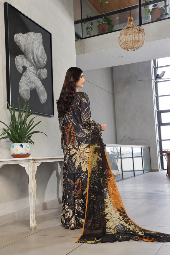 Feathers Whisper Winds Unstitched Printed Lawn 3Pc Suit SABLE-FT494