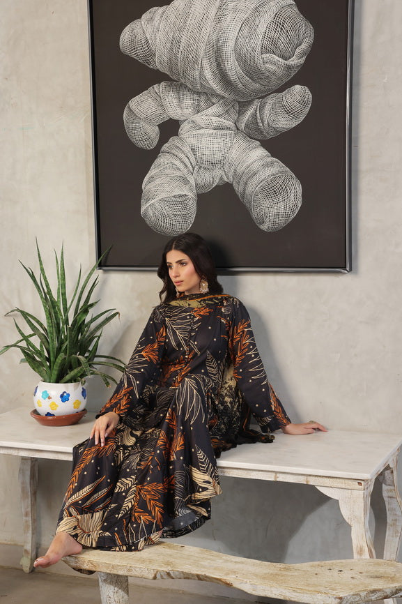 Feathers Whisper Winds Unstitched Printed Lawn 3Pc Suit SABLE-FT494