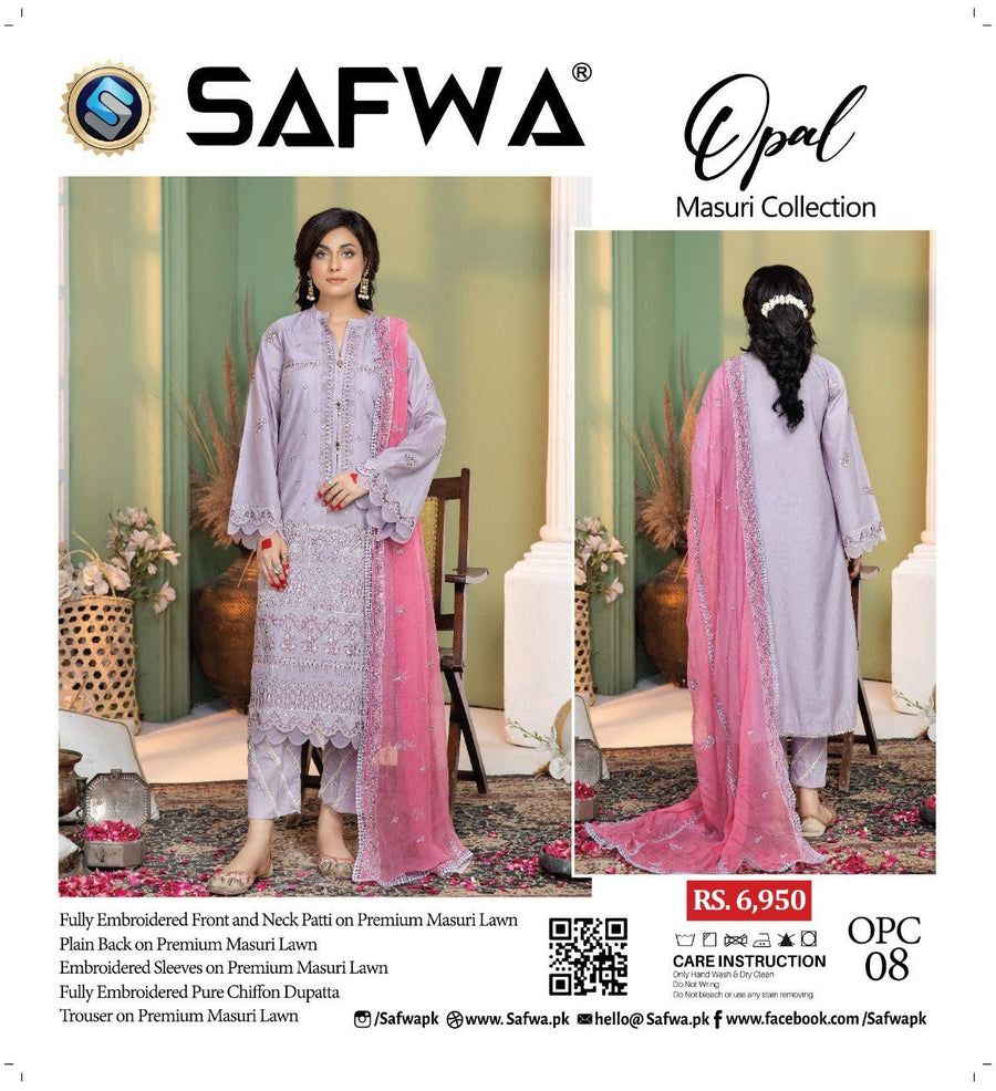 OPC-08 - SAFWA OPAL 3-PIECE COLLECTION VOL 1 Shop Online | Pakistani Dresses | Dresses