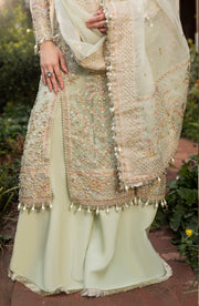 Aylin Wedding Formal Embroidered Organza Unstitched 3Pc Suit - SAGE