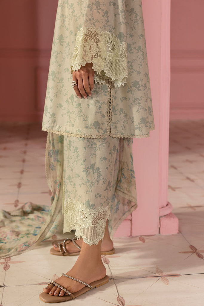 Cross Stitch Premium Embroidered Lawn Unstitched 3Pc Suit - SAGE GLEAM