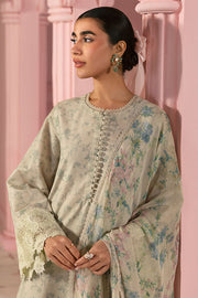 Cross Stitch Premium Embroidered Lawn Unstitched 3Pc Suit - SAGE GLEAM