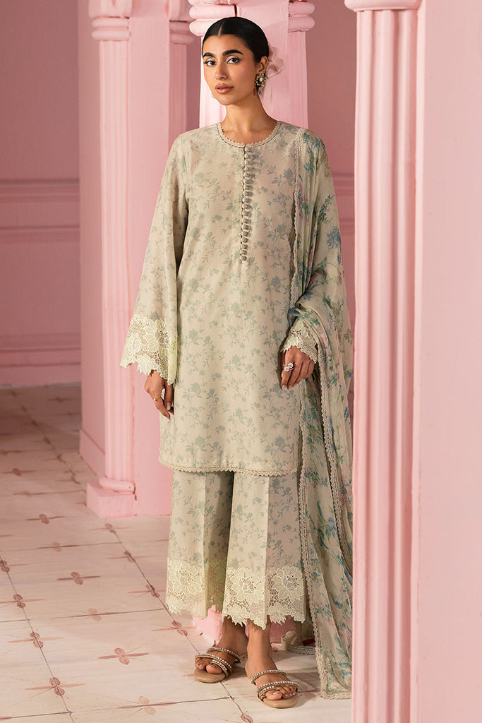 Cross Stitch Premium Embroidered Lawn Unstitched 3Pc Suit - SAGE GLEAM