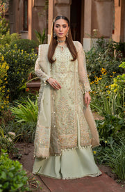 Aylin Wedding Formal Embroidered Organza Unstitched 3Pc Suit - SAGE
