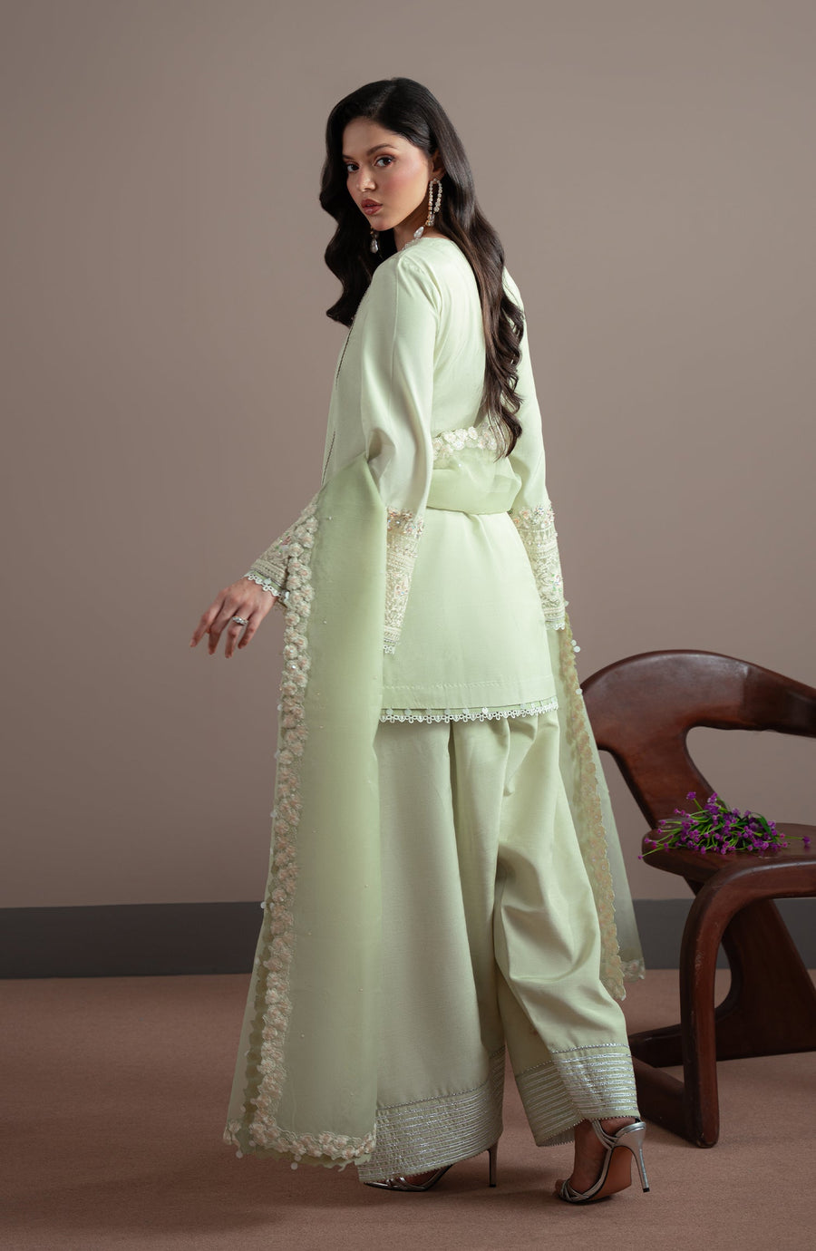 Back view of SAGE Shirt styled in Pret Collection Elvin by Fabiha Fatima