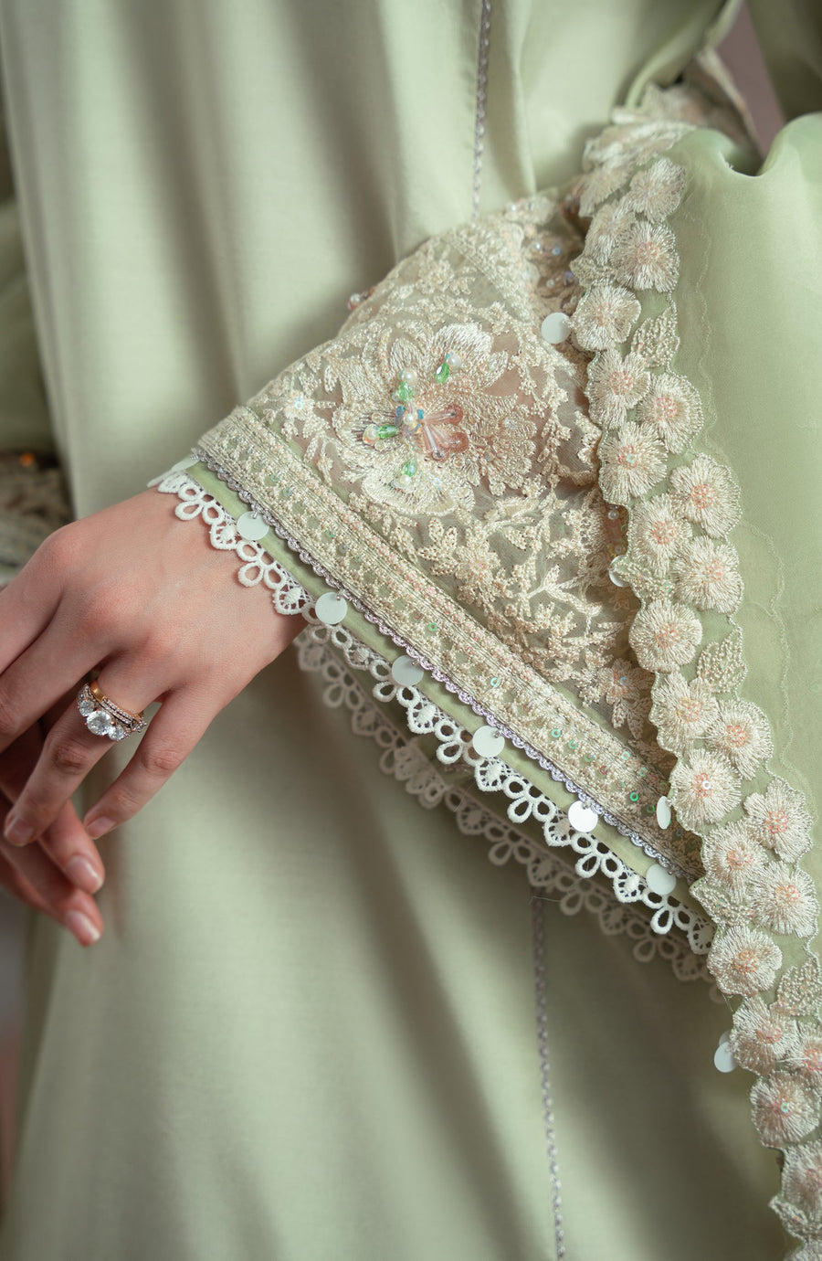 Sleeve design of SAGE Shirt worn by model – Pret Collection Elvin by fabiha fatima