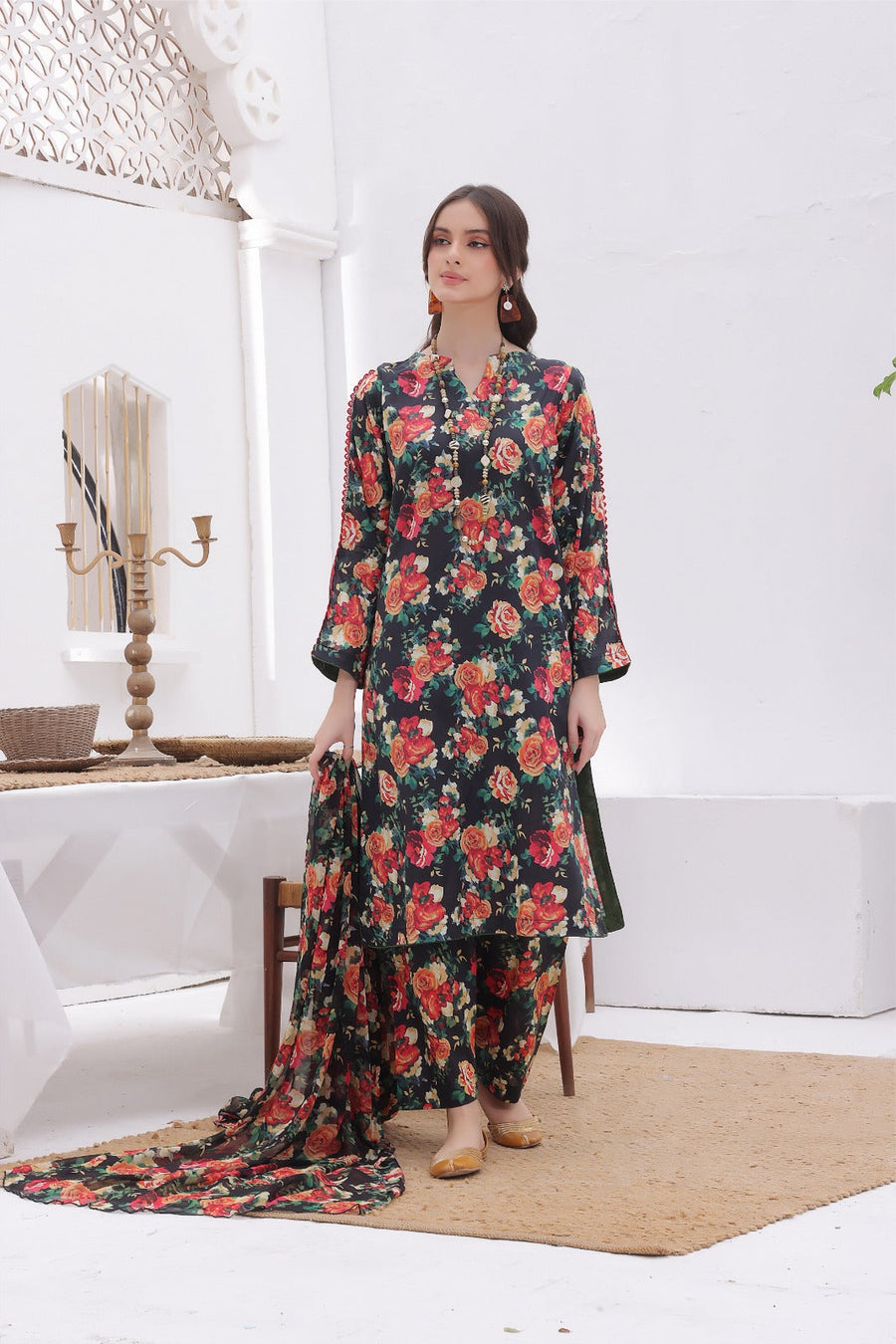 Feathers Nayab Unstitched Digital Printed Lawn 3Pc Suit SALMON-FT277