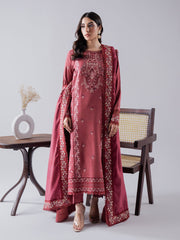 Faiza Faisal Winter Unstitched Embroidered Khaddar 3Pc Suit - Samar