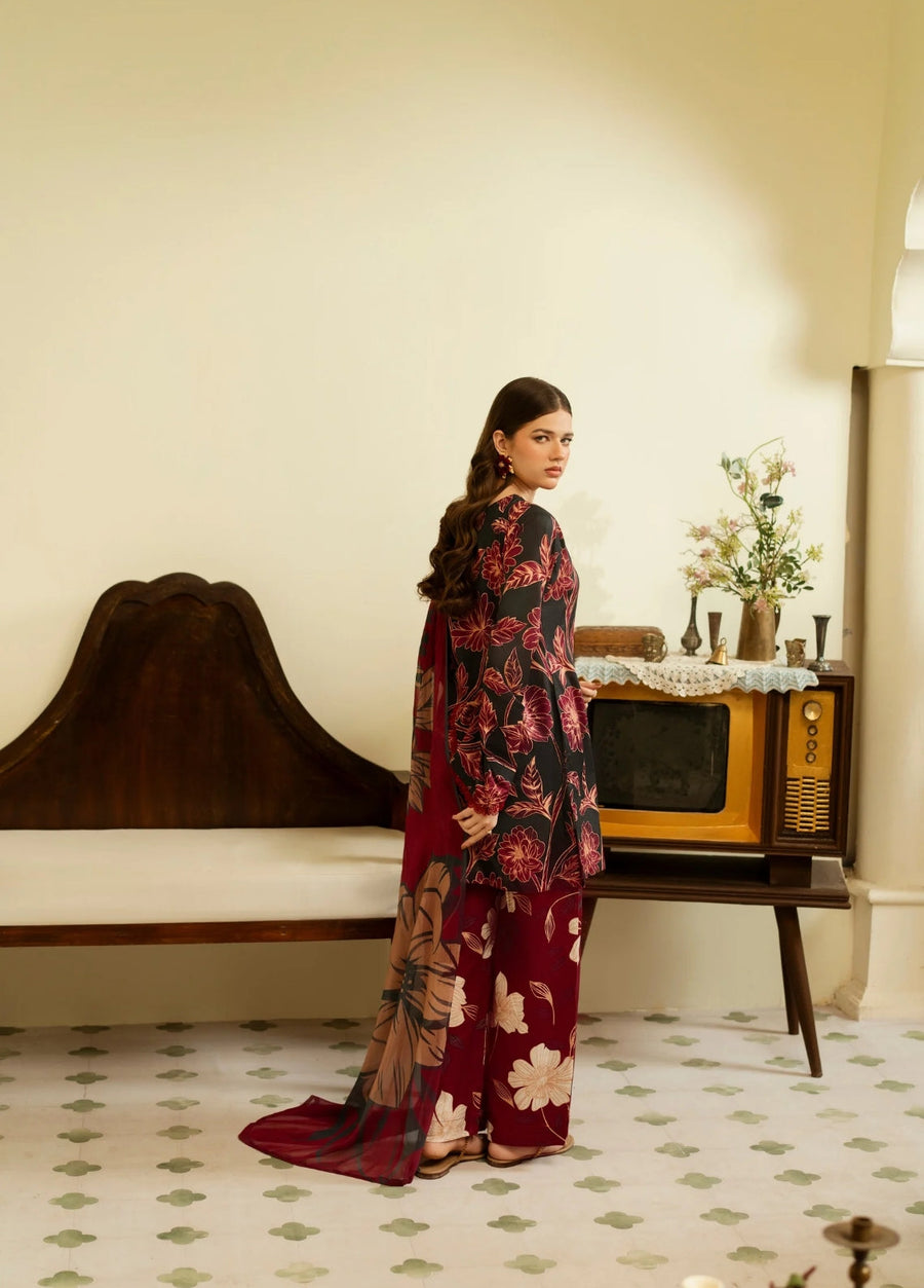 Feathers Dusky Delights Unstitched Digital Printed Lawn 3Pc Suit SAPHIRA-FT461