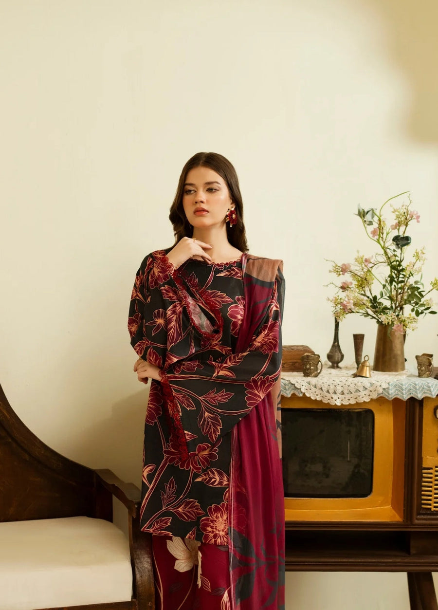 Feathers Dusky Delights Unstitched Digital Printed Lawn 3Pc Suit SAPHIRA-FT461