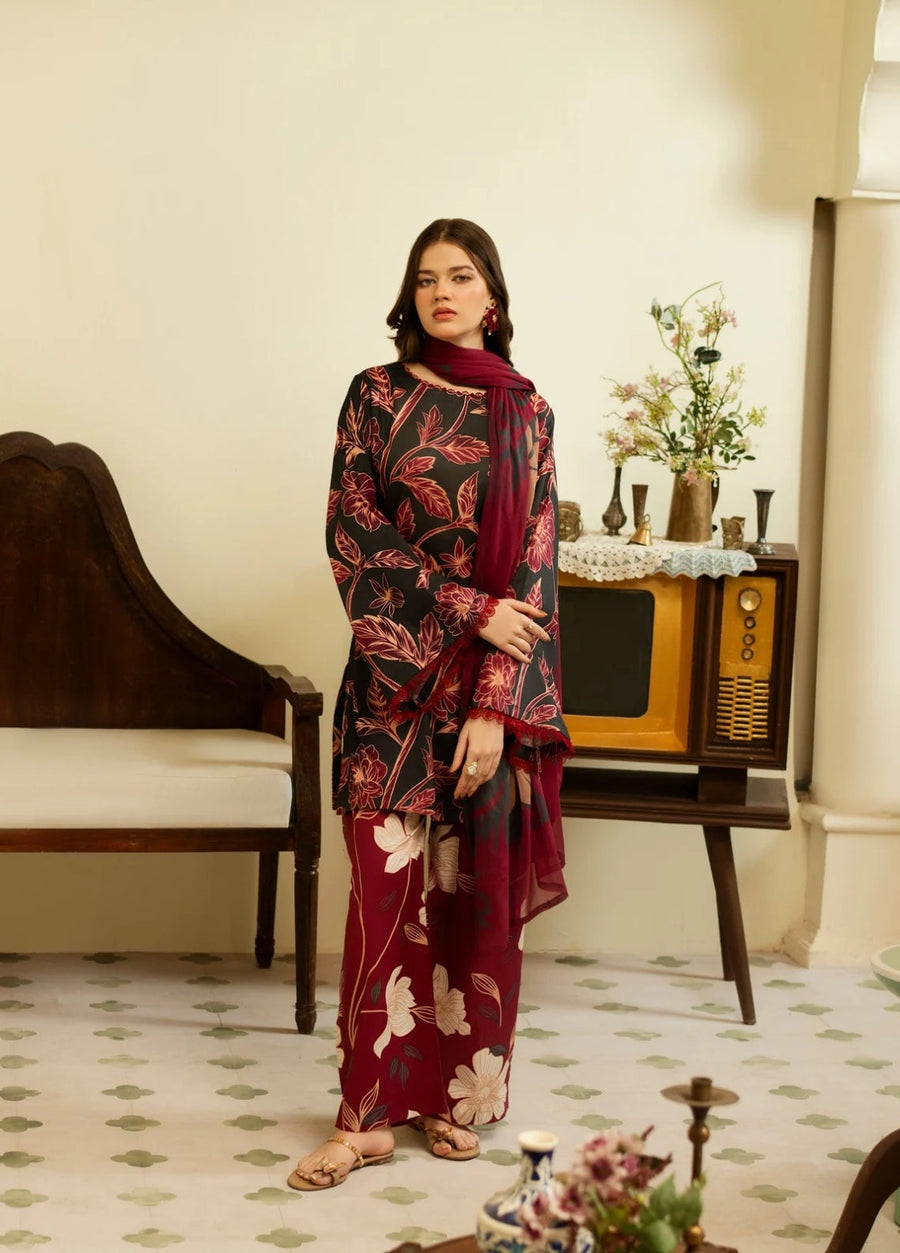 Feathers Dusky Delights Unstitched Digital Printed Lawn 3Pc Suit SAPHIRA-FT461