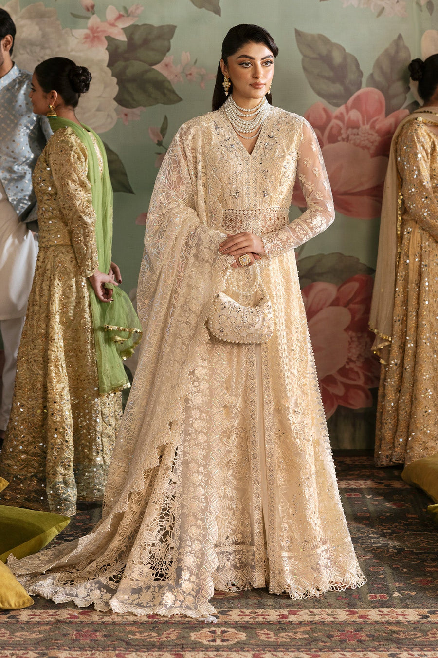 Imrozia Jashn Hand Embellished Net Unstitched Bridal Dress SB-35 Parnoor