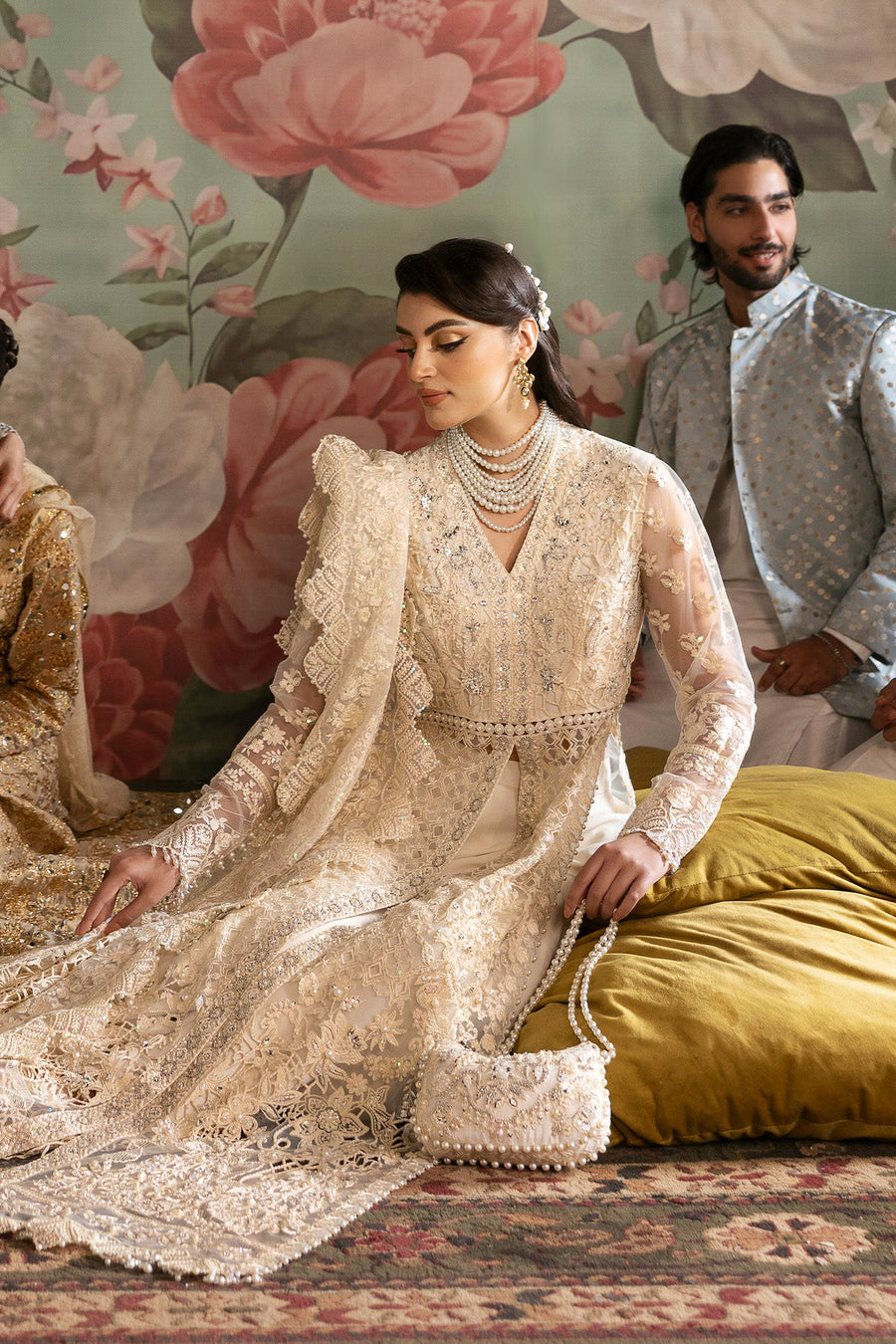 Imrozia Jashn Hand Embellished Net Unstitched Bridal Dress SB-35 Parnoor