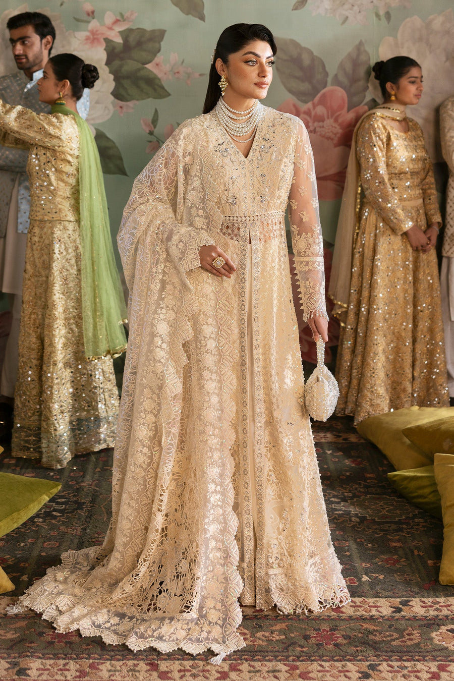 Imrozia Jashn Hand Embellished Net Unstitched Bridal Dress SB-35 Parnoor