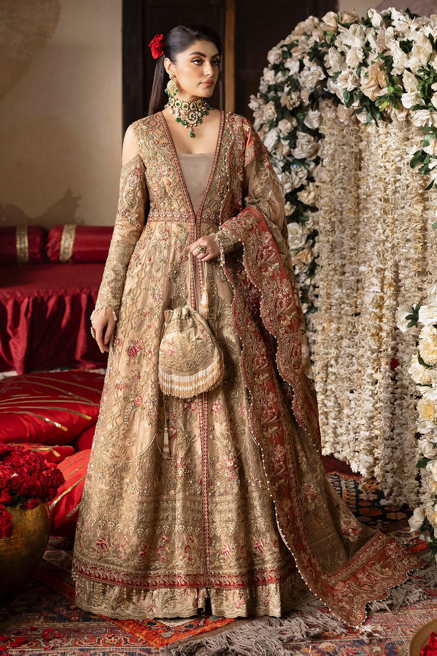 Imrozia Jashn Hand Embellished Net Unstitched Bridal Dress SB-37 Zarnigar