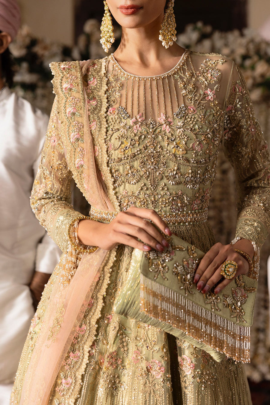 Imrozia Jashn Hand Embellished Net Unstitched Bridal Dress SB-39 Rekhta