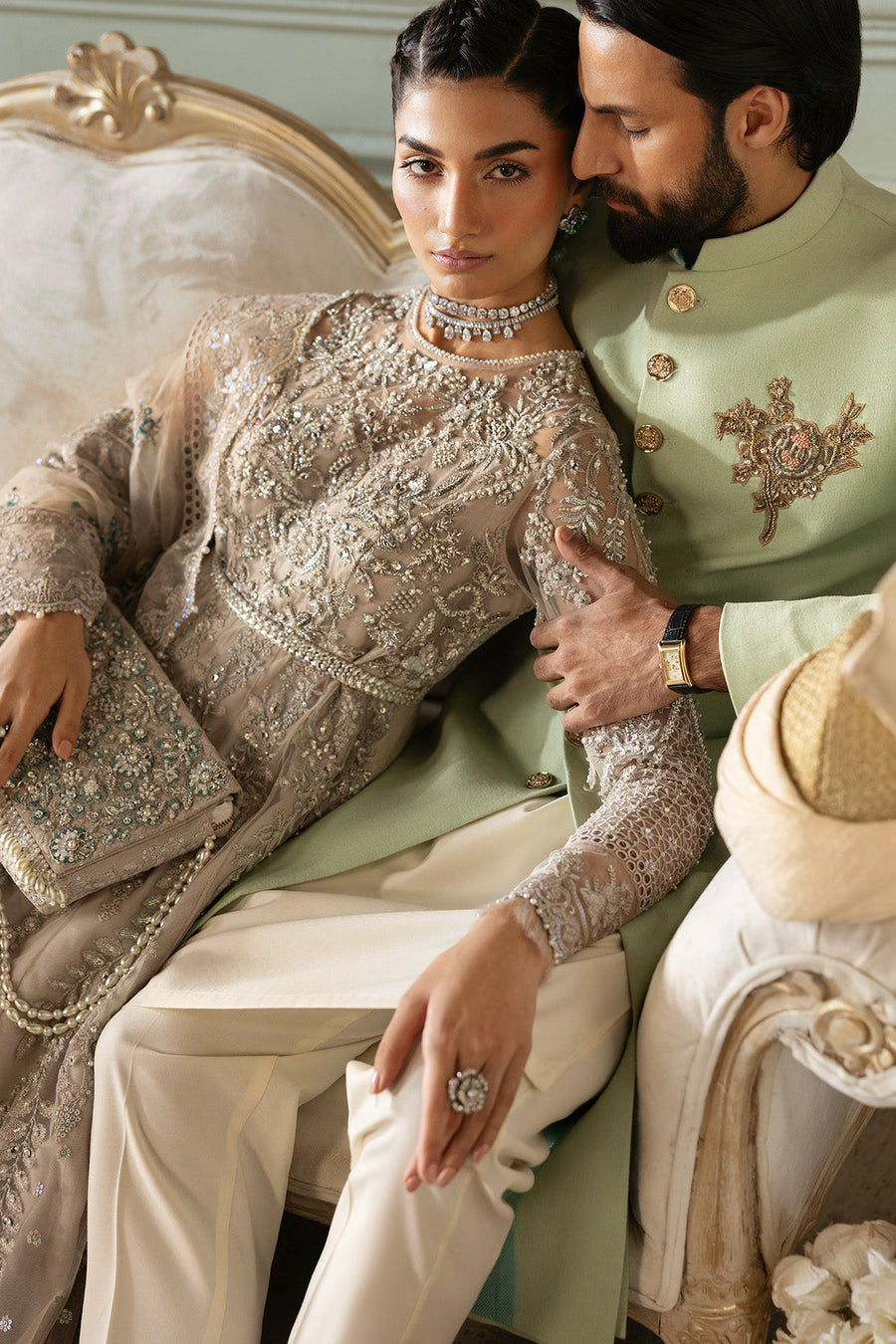 Imrozia Jashn Hand Embellished Net Unstitched Bridal Dress SB-40 Tabaan