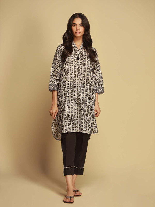 Monochrome by Sahar Unstitched Printed Lawn 3 Piece Suit SBW-23-01
