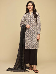 Monochrome by Sahar Unstitched Printed Lawn 3 Piece Suit SBW-23-03
