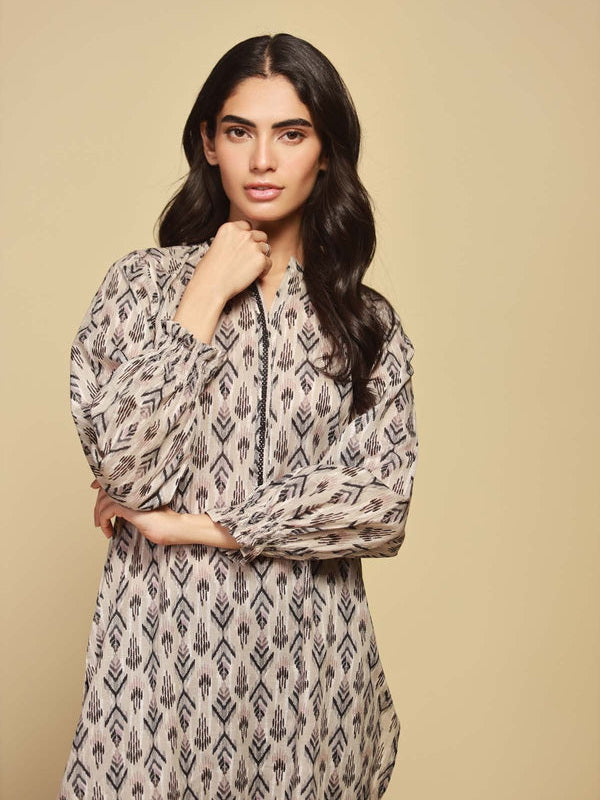 Monochrome by Sahar Unstitched Printed Lawn 3 Piece Suit SBW-23-03