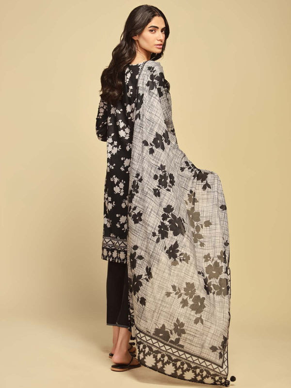 Monochrome by Sahar Unstitched Printed Lawn 3 Piece Suit SBW-23-05
