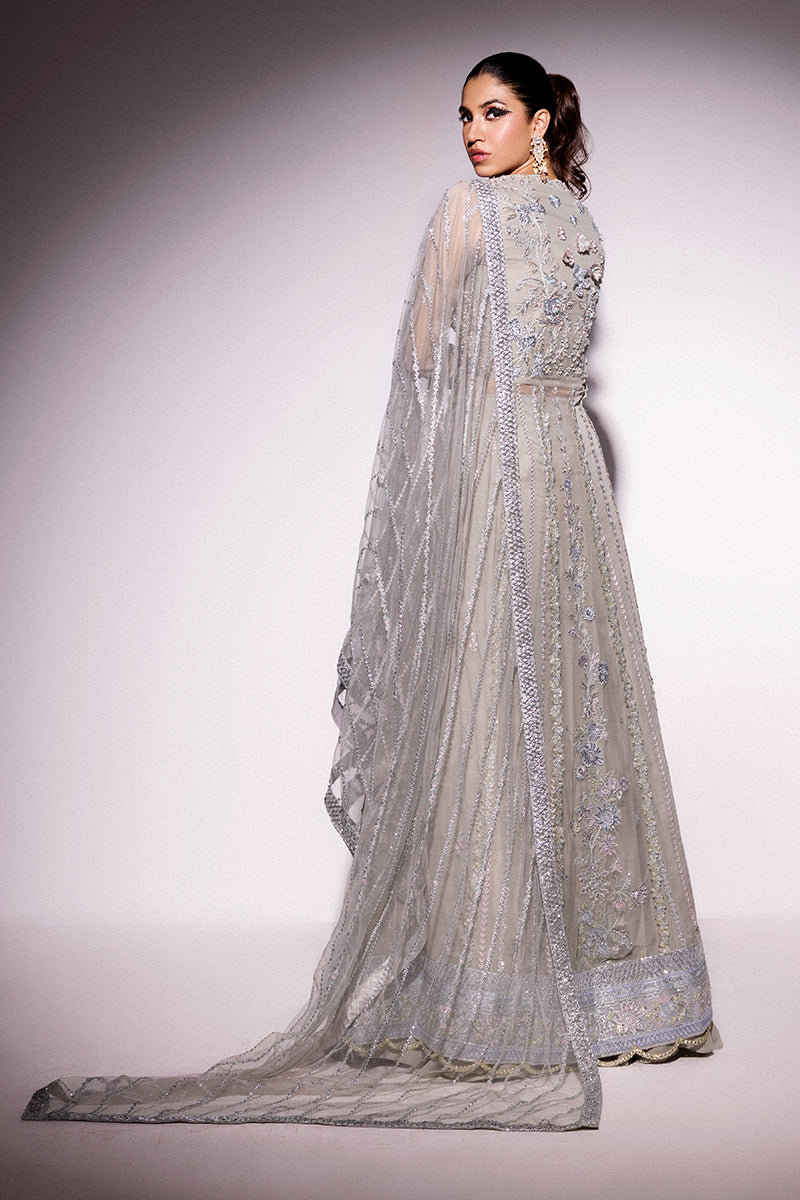 Best of Mushq Embroidered Chiffon Unstitched 3Pc Suit BOM-03 Scotch Mist