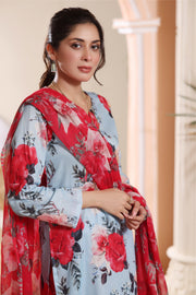 Feathers Premium Printed Lawn Unstitched 3Pc Suit SEA DEW-FT235