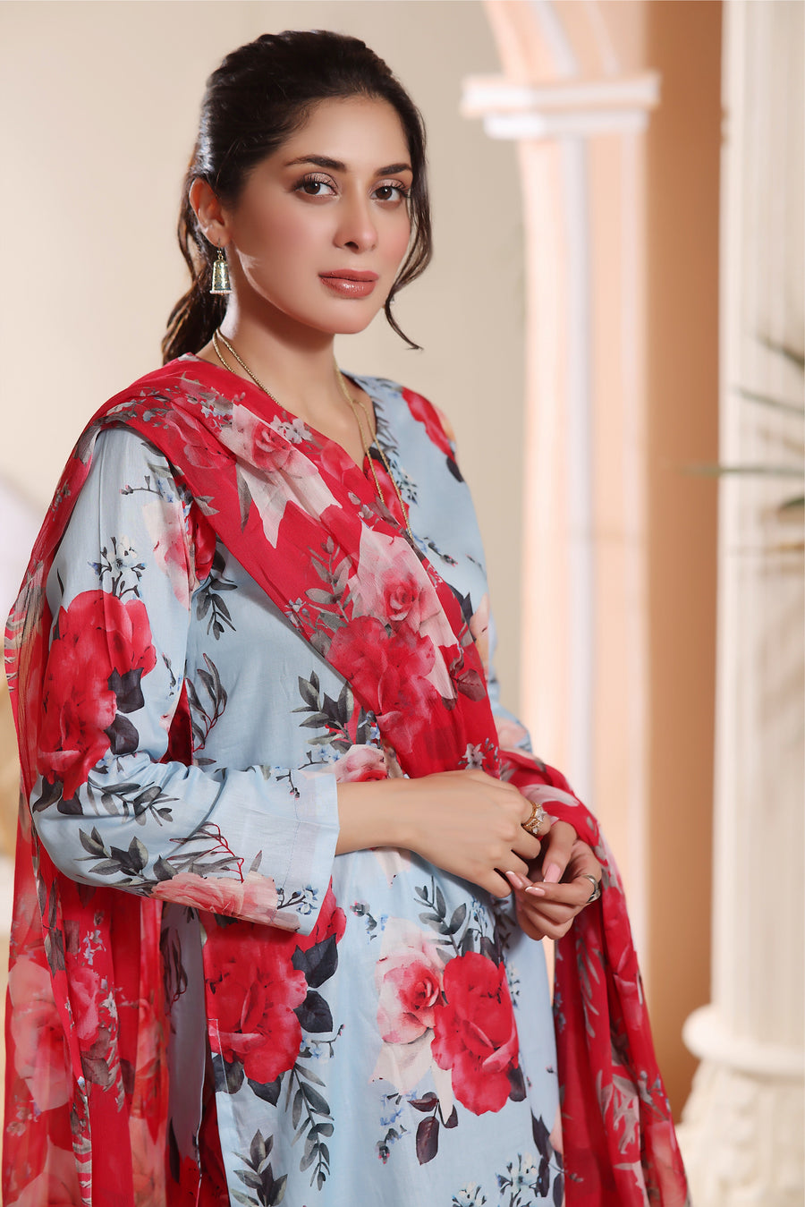 Feathers Premium Printed Lawn Unstitched 3Pc Suit SEA DEW-FT235