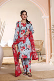 Feathers Premium Printed Lawn Unstitched 3Pc Suit SEA DEW-FT235