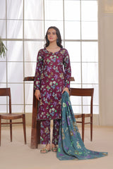 Feathers Digital Printed Khaddar Unstitched 3Pc Suit SELENA-FT303