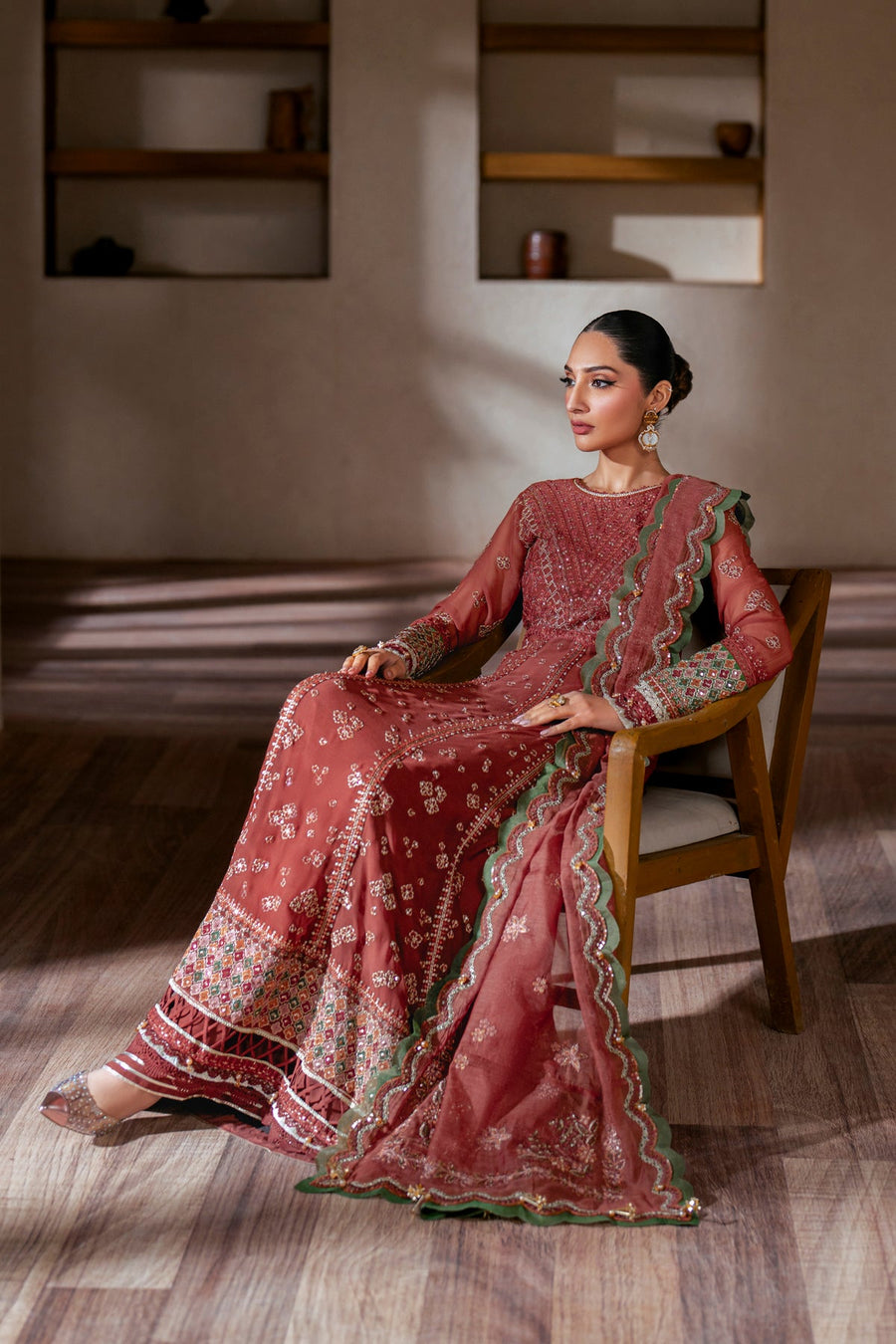 Xenia Formals Niran Embroidered Chiffon Unstitched 3Pc Suit XF-10 SELENE