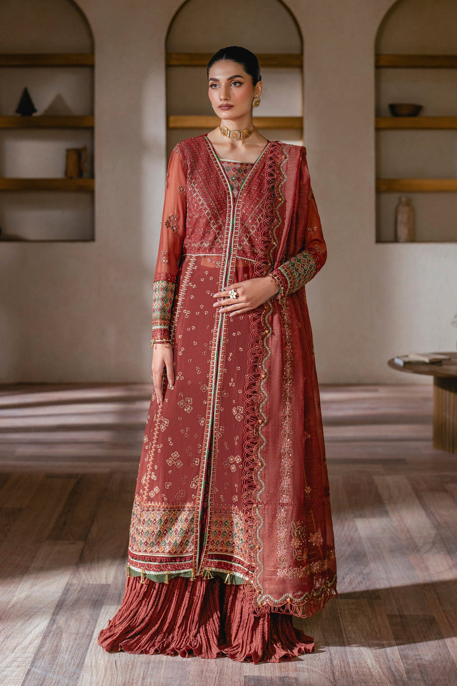Xenia Formals Niran Embroidered Chiffon Unstitched 3Pc Suit XF-10 SELENE