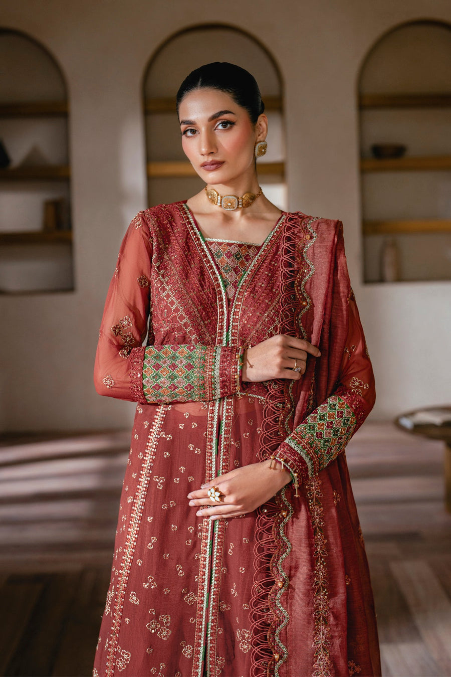 Xenia Formals Niran Embroidered Chiffon Unstitched 3Pc Suit XF-10 SELENE