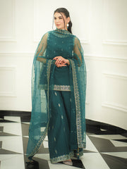 Faiza Faisal Mayal Festive Pret Embroidered Raw Silk 3Pc Suit - SEREN
