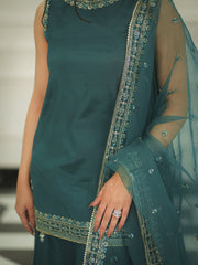 Faiza Faisal Mayal Festive Pret Embroidered Raw Silk 3Pc Suit - SEREN