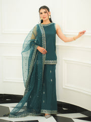 Faiza Faisal Mayal Festive Pret Embroidered Raw Silk 3Pc Suit - SEREN