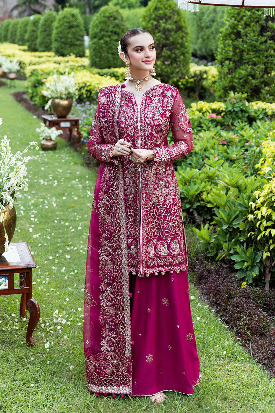 Shagna Mehfil Embroidered Organza Unstitched 3Pc Suit SF-03-MAHER