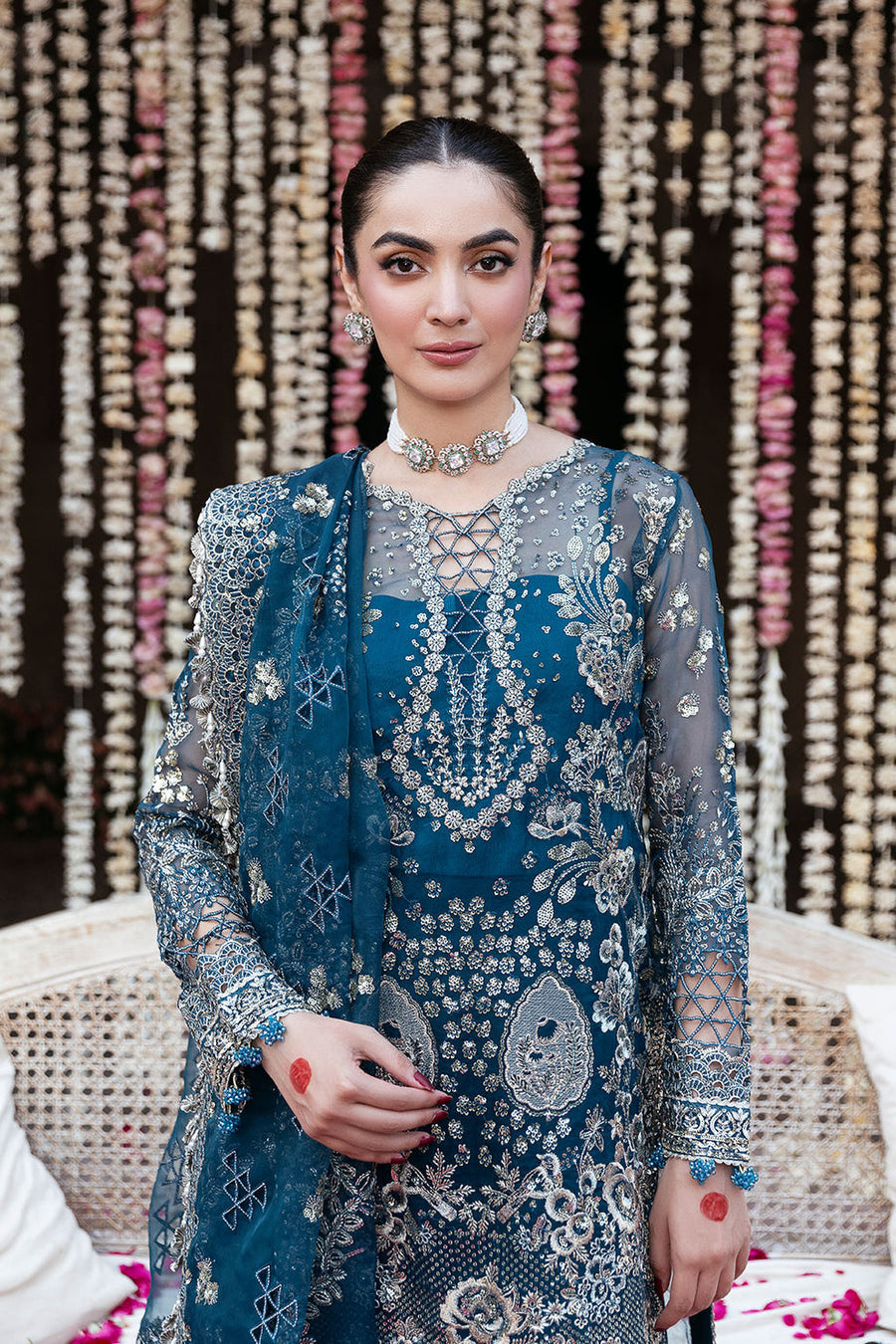 Shagna Mehfil Embroidered Organza Unstitched 3Pc Suit SF-04-SAAHIL