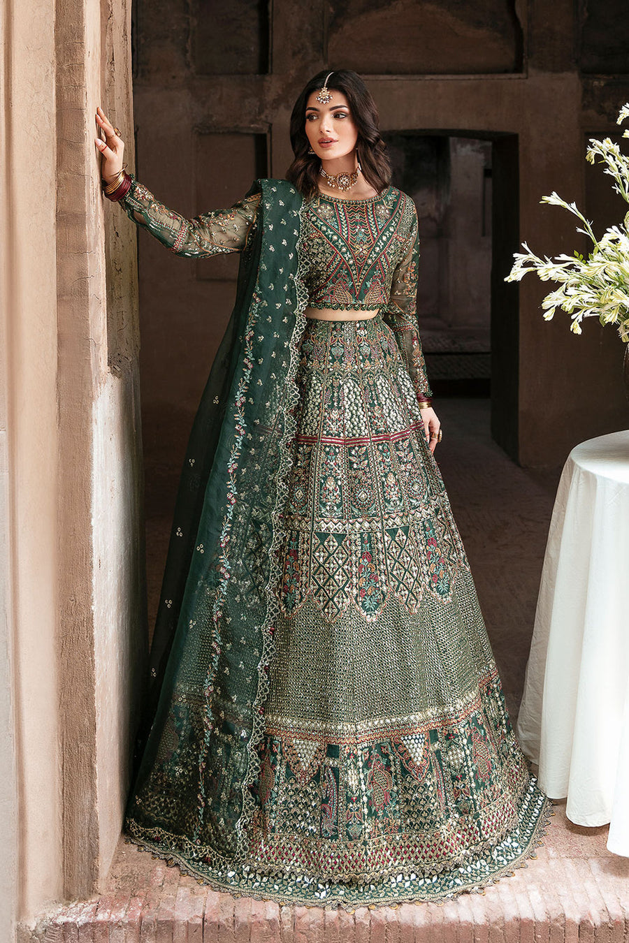 Shagna Mehfil Embroidered Organza Unstitched 3Pc Suit SF-06-YAAD