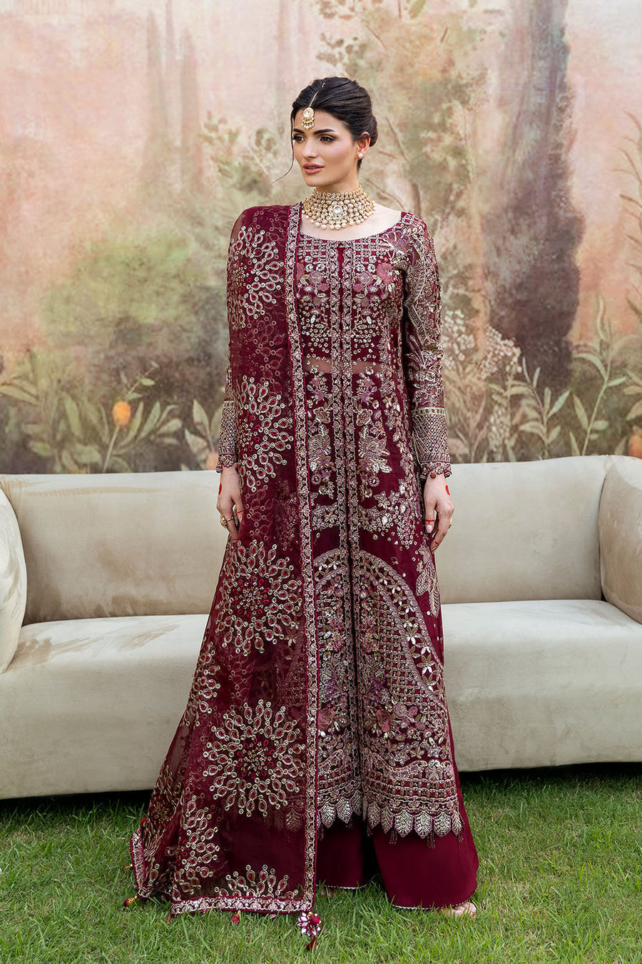 Shagna Mehfil Embroidered Organza Unstitched 3Pc Suit SF-07-AMANAT