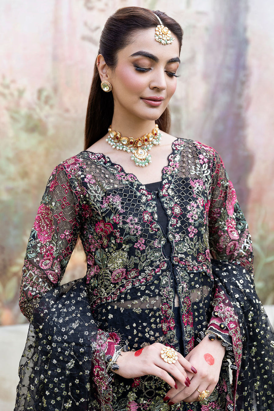 Shagna Mehfil Embroidered Organza Unstitched 3Pc Suit SF-08-KAJAL
