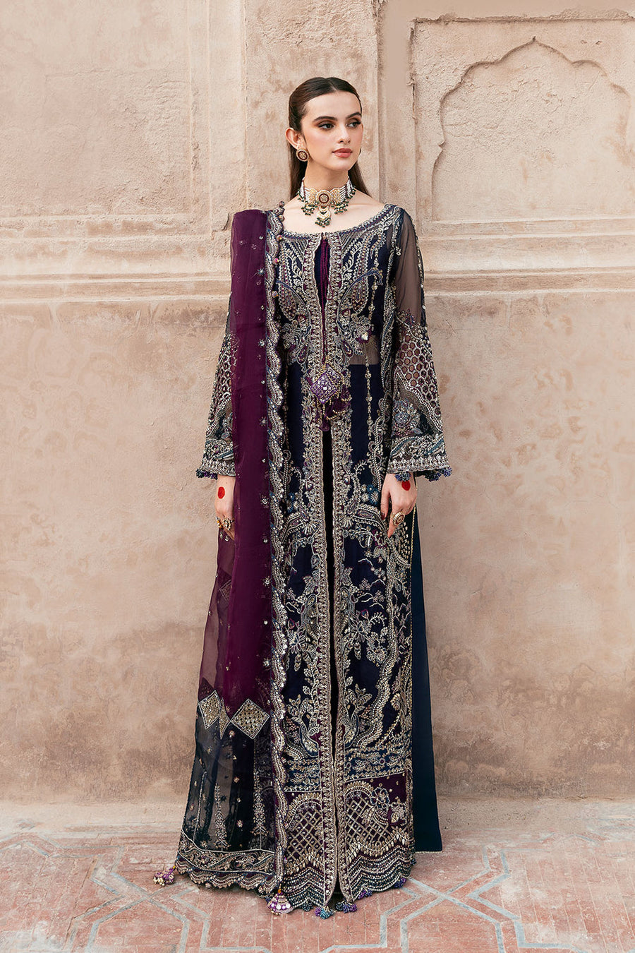 Shagna Mehfil Embroidered Organza Unstitched 3Pc Suit SF-09-NEEL
