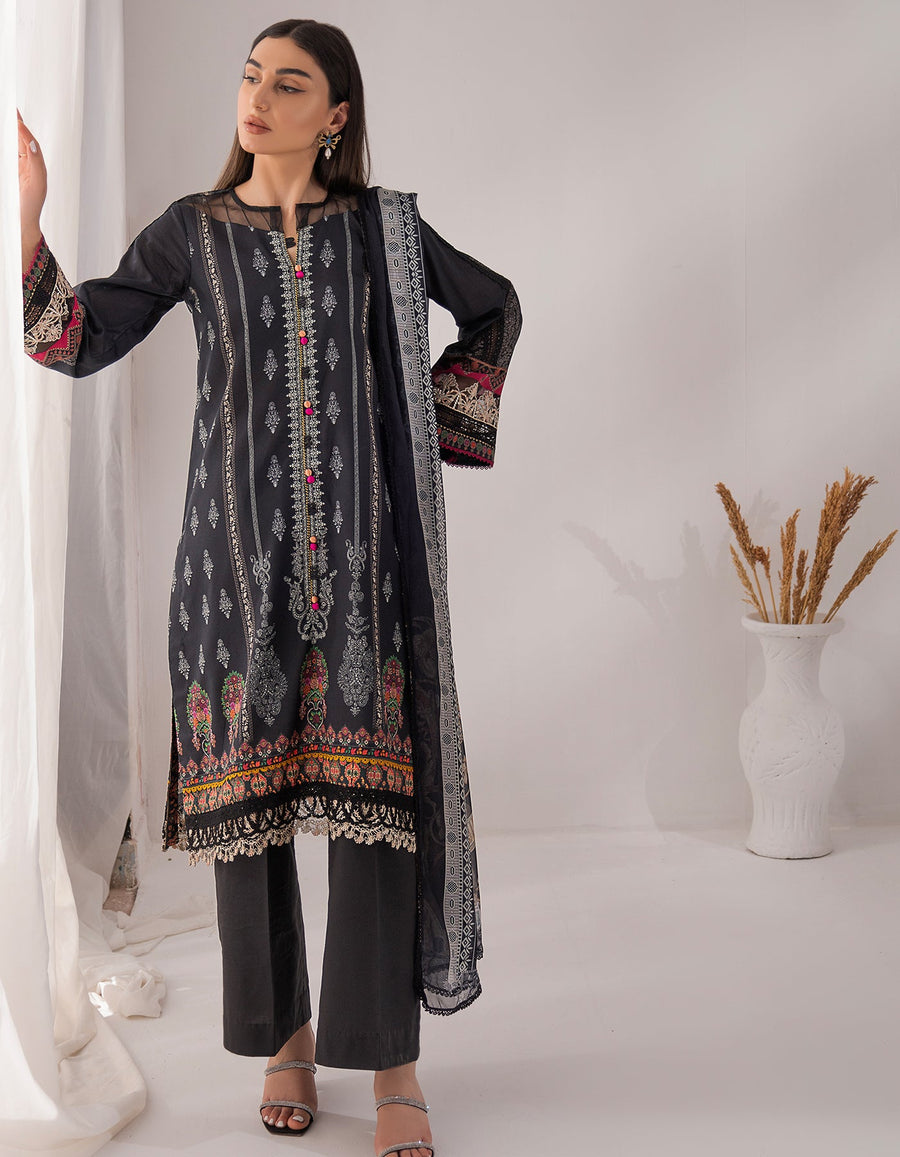 Nur by Shazme Embroidered Lawn Unstitched 3Pc Suit SH-01 AMELIA