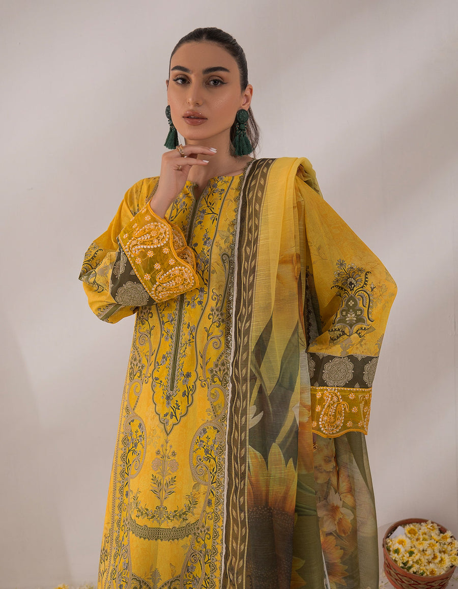 Nur by Shazme Embroidered Lawn Unstitched 3Pc Suit SH-02 DAISY