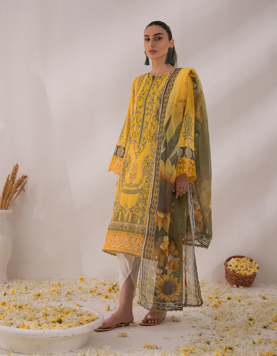 Nur by Shazme Embroidered Lawn Unstitched 3Pc Suit SH-02 DAISY