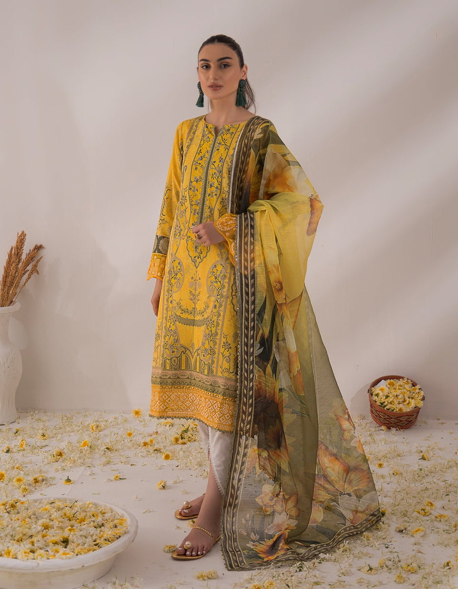 Nur by Shazme Embroidered Lawn Unstitched 3Pc Suit SH-02 DAISY